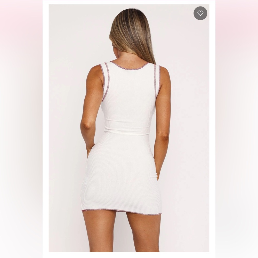White Fox Boutique Chill Mode Ribbed Mini Dress Cream - Picture 4 of 8